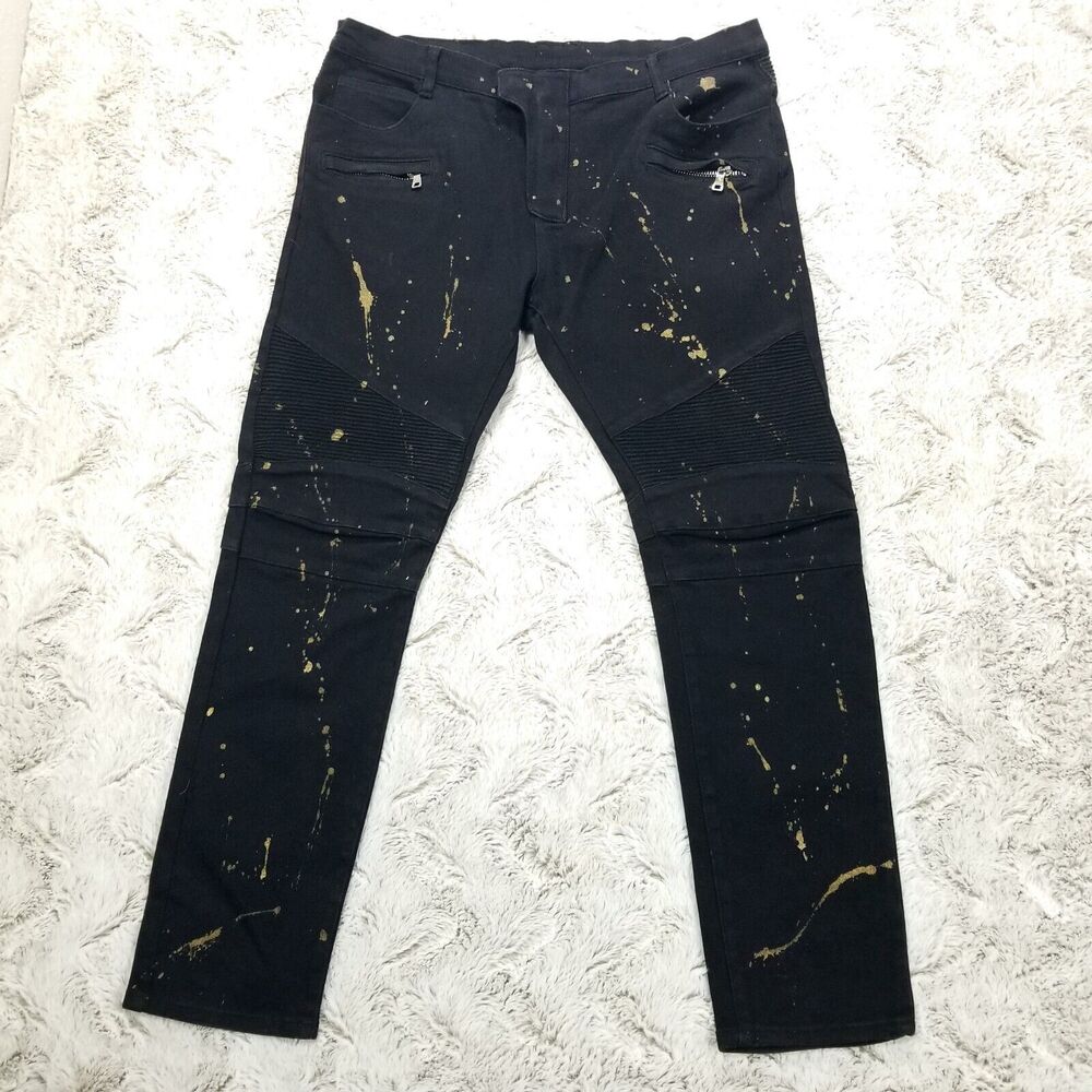 Savage Jeans Mens 40×32 Black Slim‎ Straight Dark Wash Denim